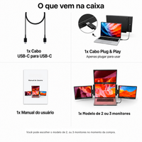 Monitor Duplo/triplo Portátil Para Notebook - Expansor De Telas Triplo 60hz, Compatível Com Windows/mac/switch