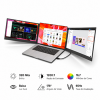Monitor Duplo/triplo Portátil Para Notebook - Expansor De Telas Triplo 60hz, Compatível Com Windows/mac/switch